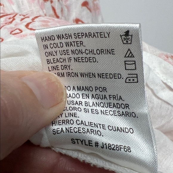 Bila 77 Via Marisol Peach Floral Print 100% Cotton Ruffle Detail Midi Dress Sz L - Picture 14 of 14